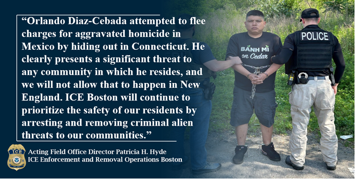 EROBoston's tweet image. ICE @EROBoston arrests Mexican fugitive wanted in his native country for the murder of a government official.
Read more here: dhs.gov/news/2025/06/2…