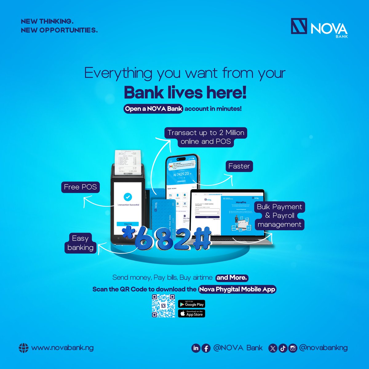 novabankng's tweet image. Everything you want from your Bank lives here. Faster, more secure and more reliable banking.

Click the link to download the Nova Phygital Mobile Banking App to open a NOVA Bank account.👇🏽

me-qr.com/j2NIvCCi

#novabank #smartbanking #instantbanking #bankthenovaway