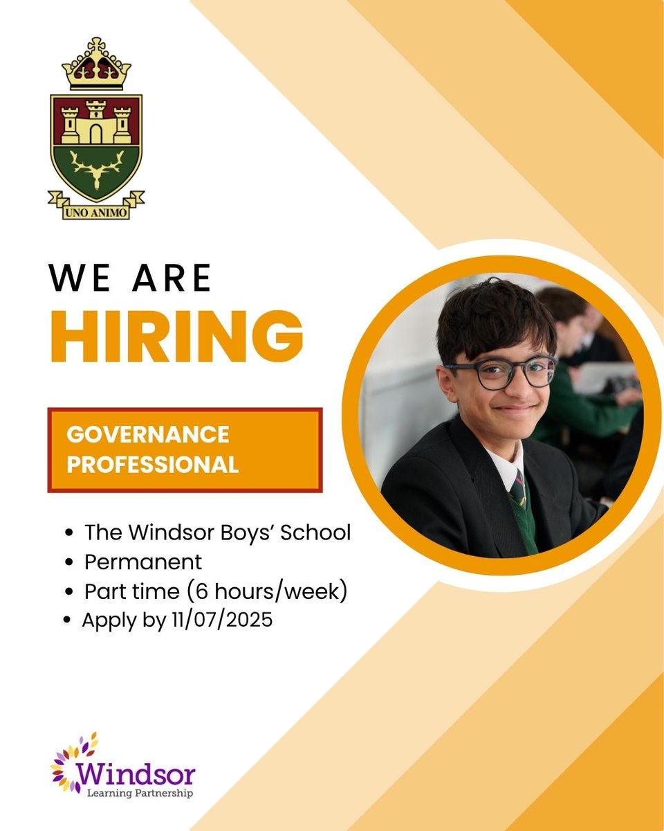 The Windsor Boys’ School is seeking a well-organised, enthusiastic, and efficient Governance Professional to support our Local Governing Board.

To find out more about this role, please visit mynewterm.com/jobs/141844/ED…