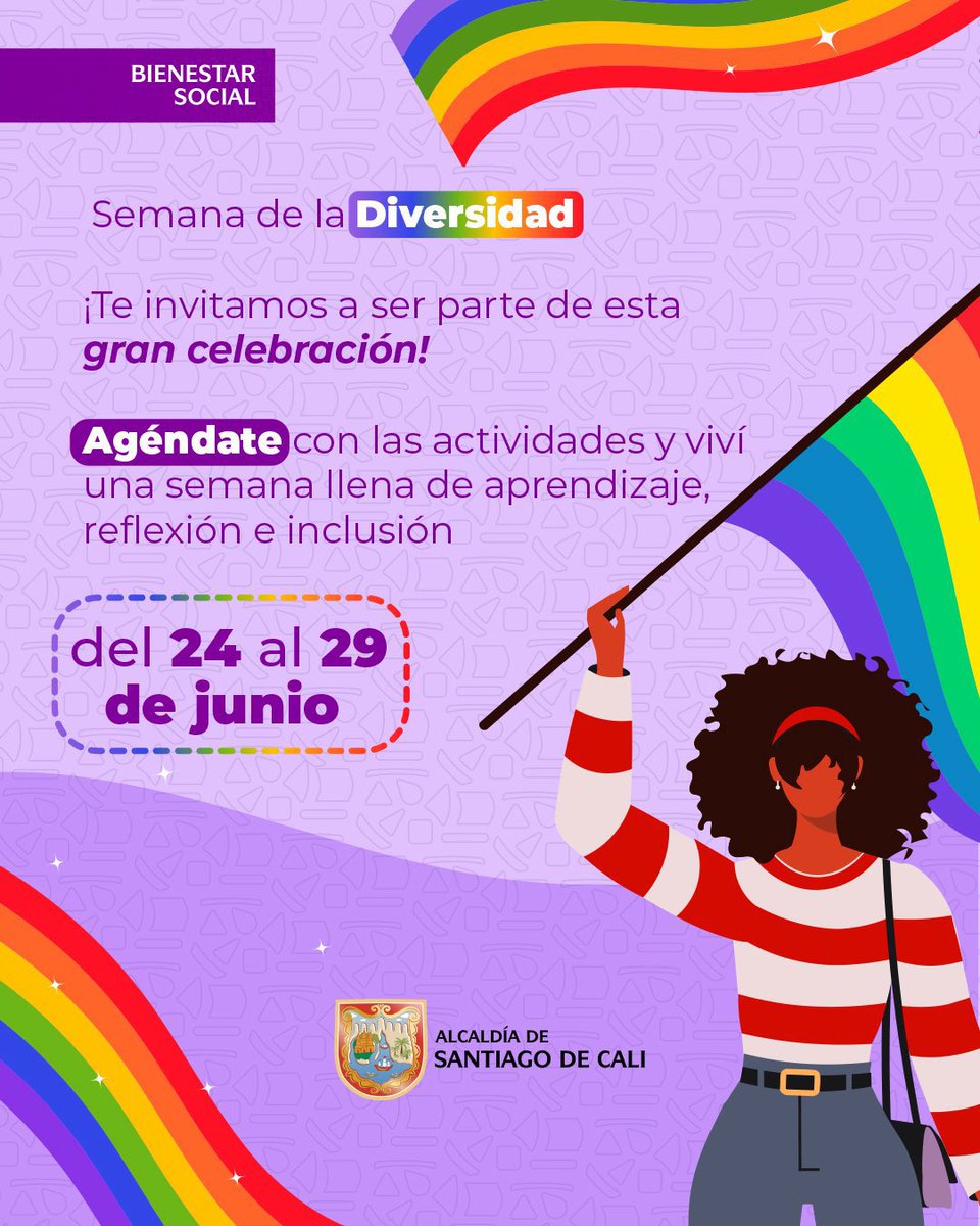 Y en Cali por primera vez tenemos la semana de la diversidad 🏳️‍🌈✊🏼🥳 con actividades inclusivas para todas las edades. #CaliDiversa #CaliInclusiva #Pride2025