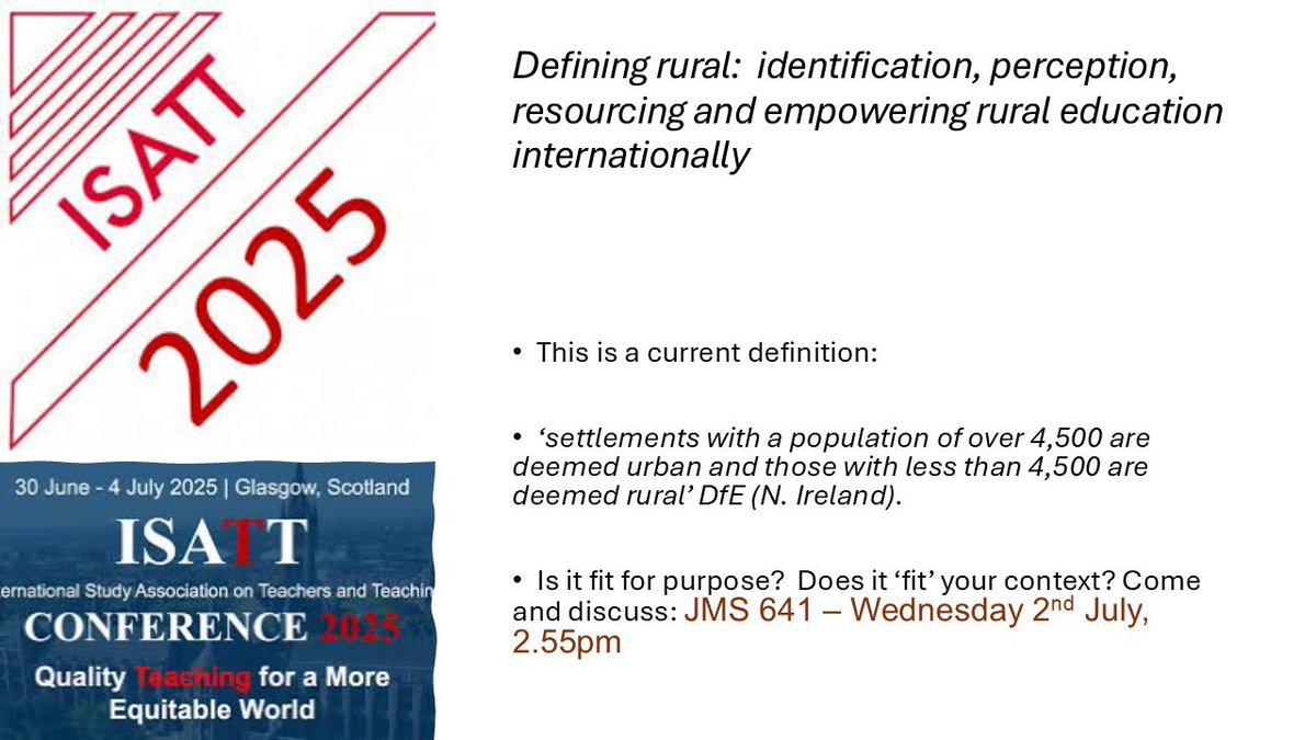 Dr. Suzie Dick (@suziemdick) on Twitter photo Whatâs your definition of rural education? Come share, discuss and help shape going forward <a href="/ISATT2025/">ISATT 2025 in Glasgow</a> <a href="/robertowenctr/">Robert Owen Centre</a> <a href="/Garvachy11/">Anne Paterson OBE</a> Whatâs your definition of rural education? Come share, discuss and help shape going forward <a href="/ISATT2025/">ISATT 2025 in Glasgow</a> <a href="/robertowenctr/">Robert Owen Centre</a> <a href="/Garvachy11/">Anne Paterson OBE</a>
