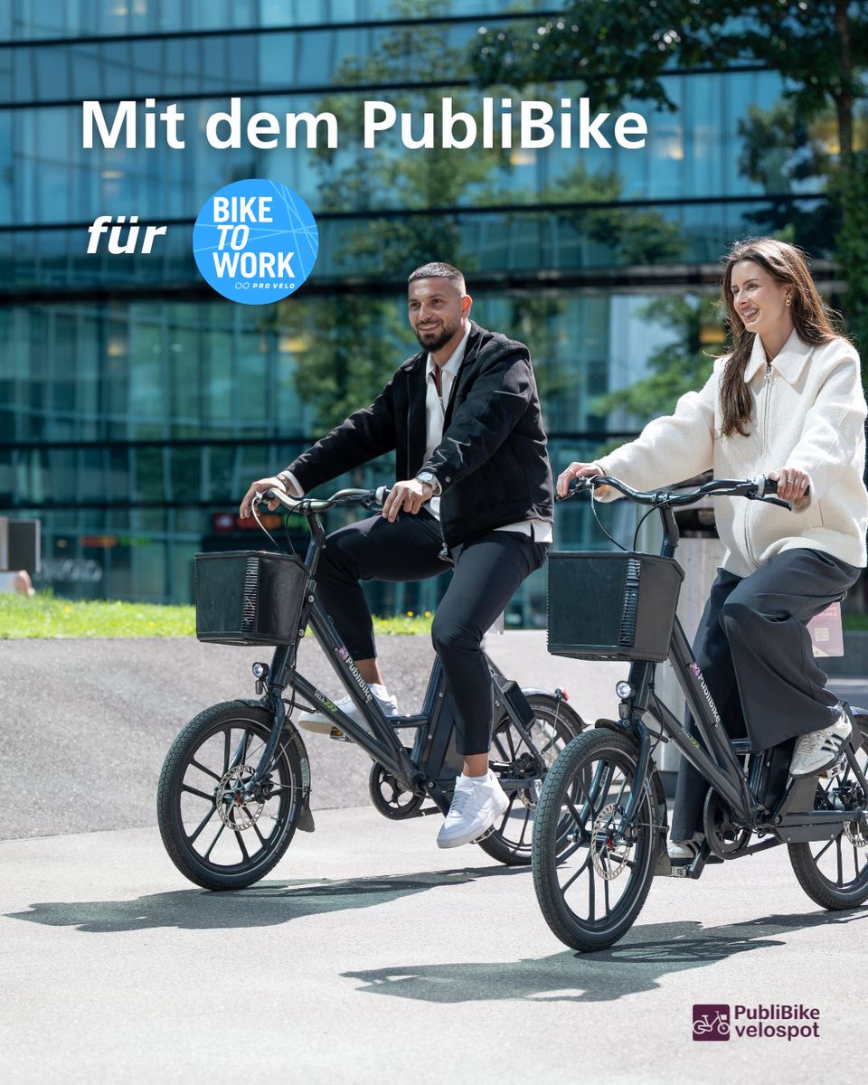 PubliBike's tweet photo. Challenge accepted – auch ohne eigenes Velo! 
Die letzten Tage der bike to work Challenge laufen. 🚲

Mit PubliBike Velospot kommst du easy ins Ziel. Spontan, flexibel und perfekt für den Arbeitsweg. 

Jetzt noch Kilometer sammeln und gemeinsam durchziehen. 🙌 https://t.co/YY5oYJ6iEy
