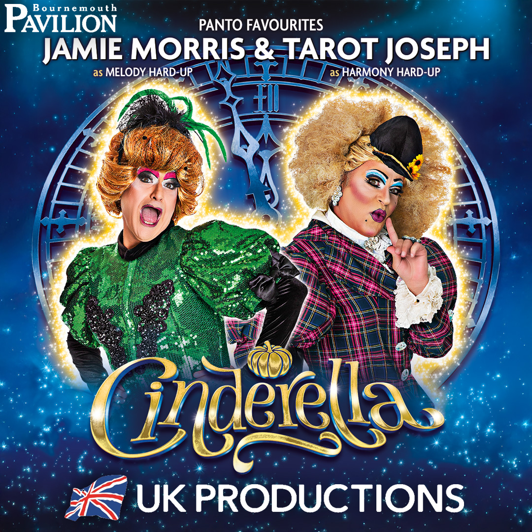 🎭 DOUBLE TROUBLE incoming…

Jamie Morris &amp; Tarot Joseph return as MELODY &amp; HARMONY HARD-UP in Cinderella at Bournemouth Pavilion!

Outrageous outfits. Killer comebacks. Panto chaos.

Dec 6 – Jan 4… Don’t miss it!