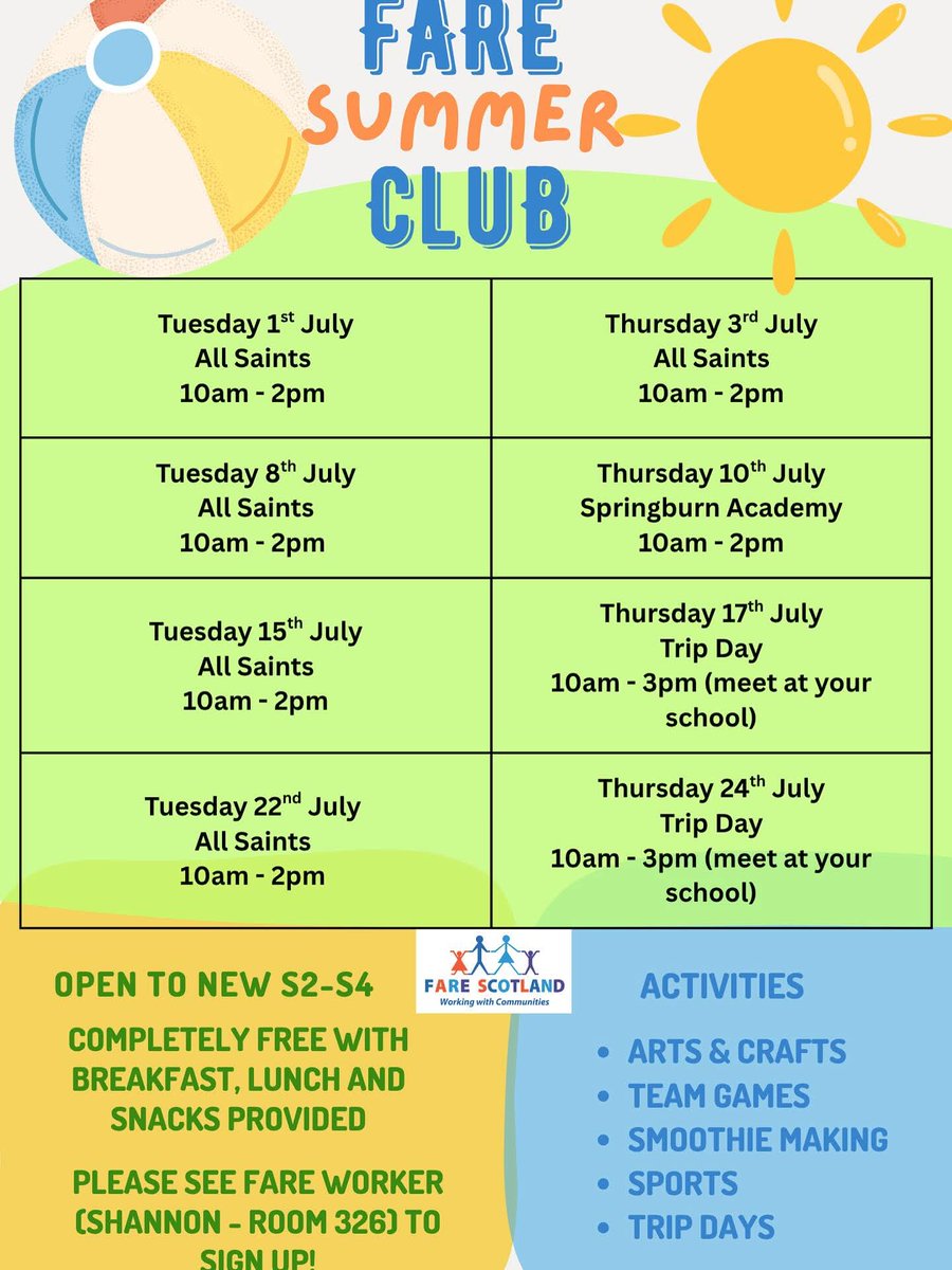 Shannon Atkinson (@shannon_fare) on Twitter photo Hope everyone <a href="/allsaintsrcsec/">All Saints' RC Secondary</a> has a fab holiday! โ๏ธ Just a reminder that throughout July, I'm running a summer club for new S2s-S4s. If any further young people would like to come, please pop into school tomorrow or Friday for a form. See you on Tuesday! ๐ <a href="/FARE_Scotland/">FARE Scotland</a> Hope everyone <a href="/allsaintsrcsec/">All Saints' RC Secondary</a> has a fab holiday! โ๏ธ Just a reminder that throughout July, I'm running a summer club for new S2s-S4s. If any further young people would like to come, please pop into school tomorrow or Friday for a form. See you on Tuesday! ๐ <a href="/FARE_Scotland/">FARE Scotland</a>