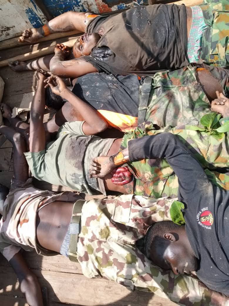 ZariyiYusufu's tweet photo. This is part of the least casualties gallant men of the @HQNigerianArmy suffer from the hands of terrorists; even  in the increasing heat of this, their Generals still consider "non-kinetic approach" as one of their options.

"Let’s be clear: this is no longer just about insecurity. It’s about a collapsing structure; bad governance, corruption, and failure of leadership. When even the military, 'the last line of defense', is overwhelmed and left vulnerable, what hope is left for ordinary citizens?"
                                              - @samodehCSO