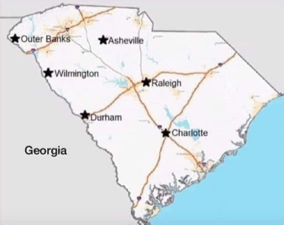 mattmercer's tweet photo. For the soon-to-be refugees fleeing NYC after November, here's a helpful map of some great NC cities to consider. 
#NCPOL https://t.co/x3O0N4ixG9