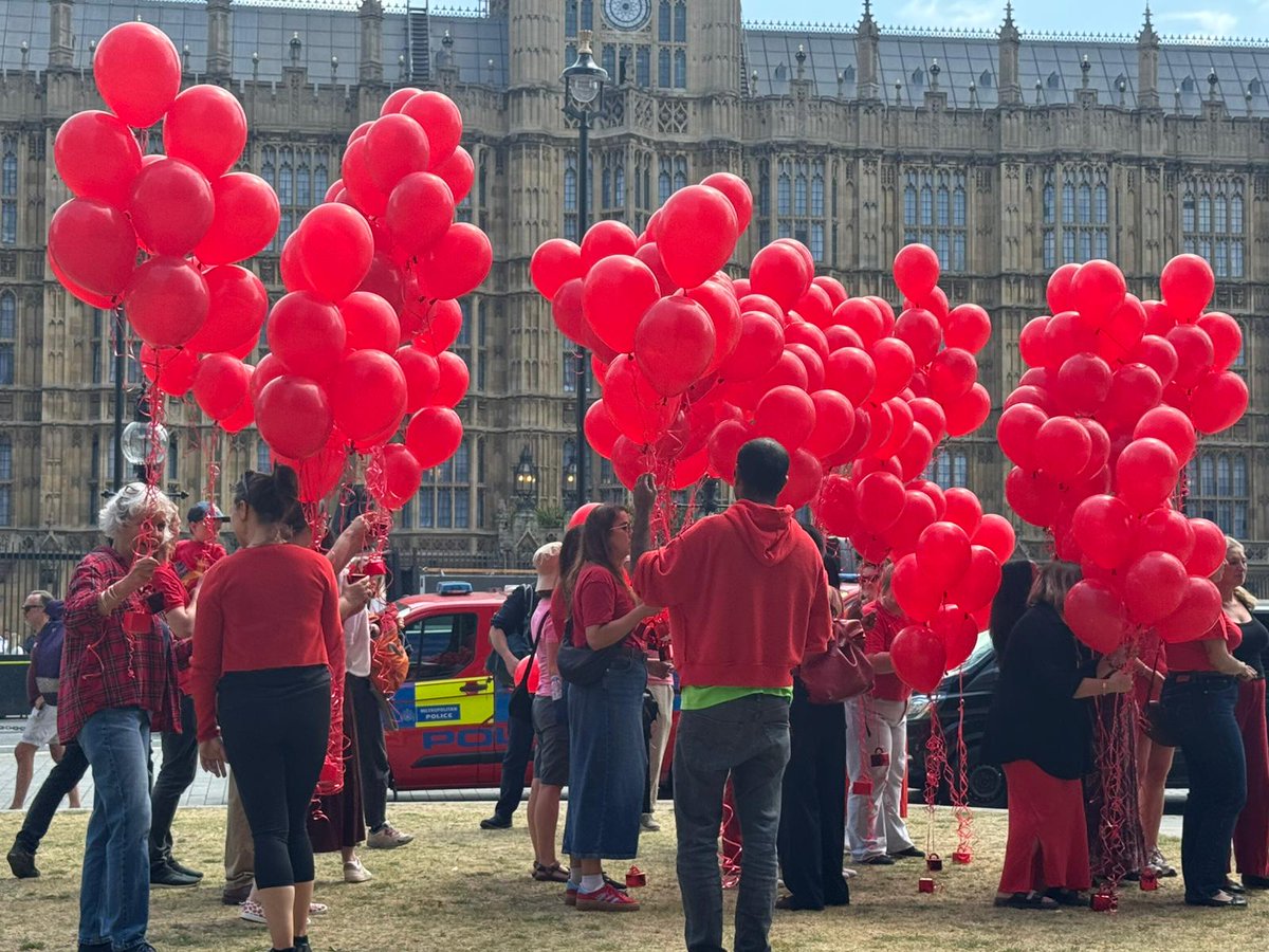 In a moving protest outside the Houses of Parliament this morning, precisely 247 balloons were held: of the thousands of children killed in Gaza, that is number who’d be celebrating their birthdays this week if they had been spared. We are asking the UK Government where is your