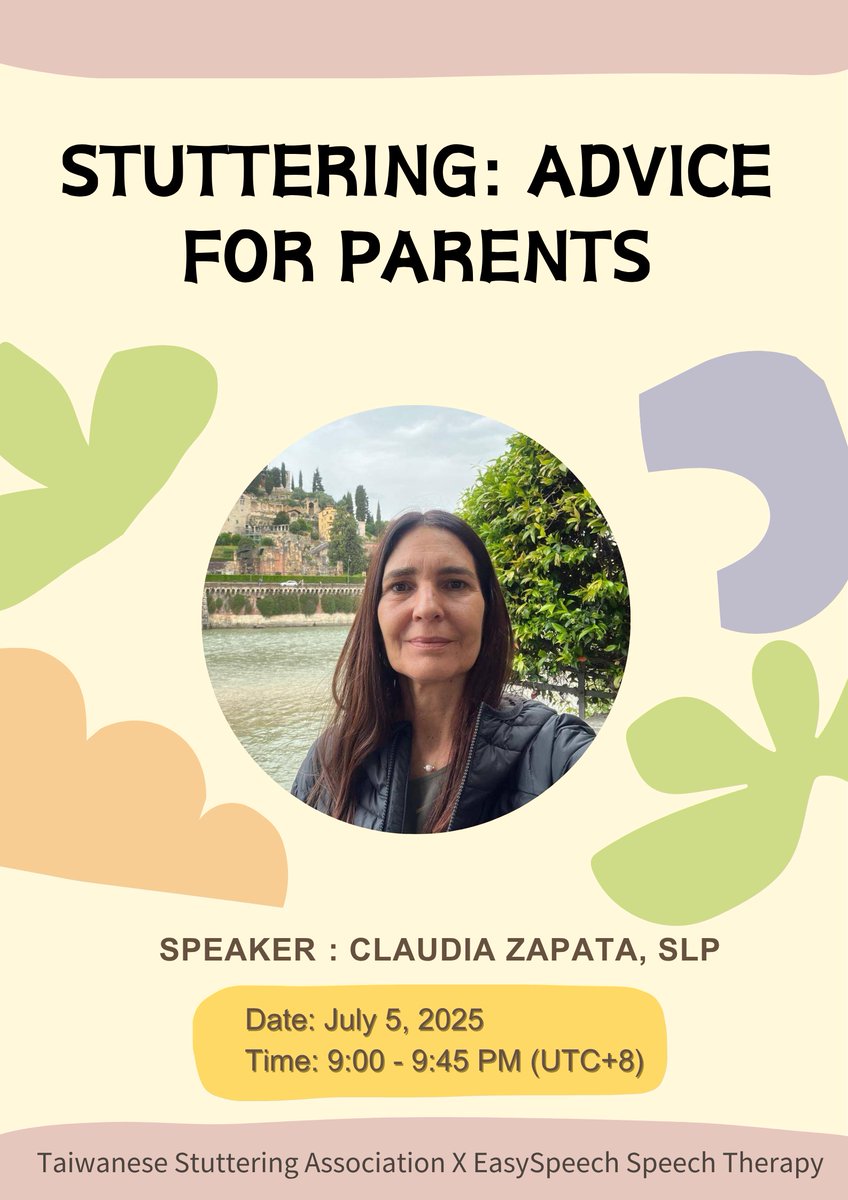 EasySpeechST's tweet photo. 口吃悅讀會 7月免費專場｜Stuttering: Advice for Parents

📍 Zoom 線上會議｜Zoom Meeting:
🔗 https://t.co/XkPYFo38eY
ID: 828 2769 2483｜密碼: 5c8Vd5 https://t.co/YU3wjRjh0R