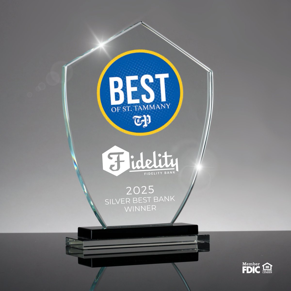 🏆 We're thrilled to share some exciting news! Fidelity Bank has been named Silver Best Bank Winner by Best of St. Tammany! 
Thank you for trusting us with your financial journey and allowing us to serve you each day. Your success is our success. 

👉birdeye.cx/k10pcx
