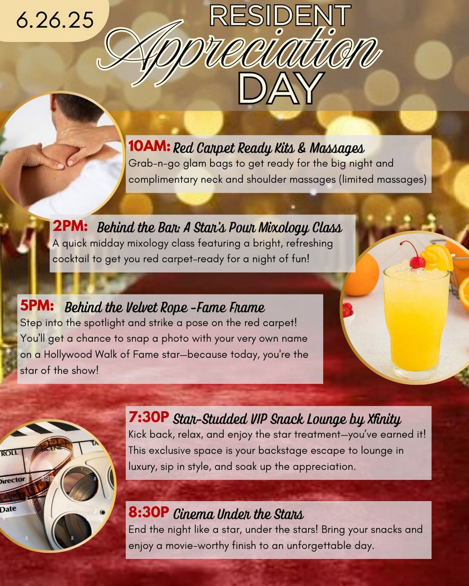 🎬 Lights, Camera, Appreciation! 🎉TOMORROW we are rolling out the red carpet just for YOU! 🌟 Check out the full lineup of Thursday's (6/26/25) events and join us as we celebrate the stars of our community—you!!! 💚#bozzutoRAD #themodernatartplace #RAD2025 #eventsbyBozzuto