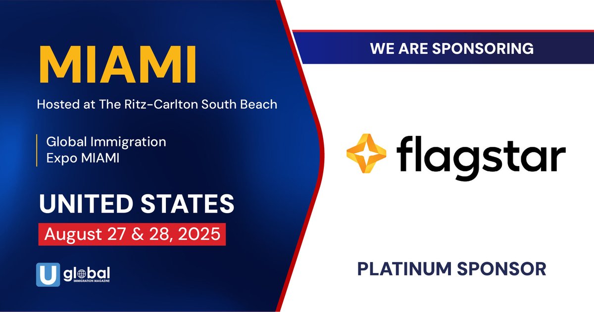 UglobalOfficial's tweet image. We proudly announce @flagstar as a Platinum sponsor for our Global Immigration Expo in Miami on August 27-28!
Book your seat now!
eventbrite.com/e/2025-eb-5-gl…
#GoldenVisa #investment #investors #InvestmentOpportunities #investing #citizenship #residency #visa #miami