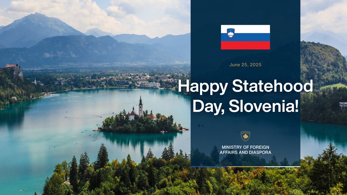 Warmest congratulations to #Slovenia on its 34th Statehood Day!

We join in celebrating your independence and commitment to freedom, unity, and progress. Here's to strengthening our bonds of friendship! 🇽🇰🇸🇮