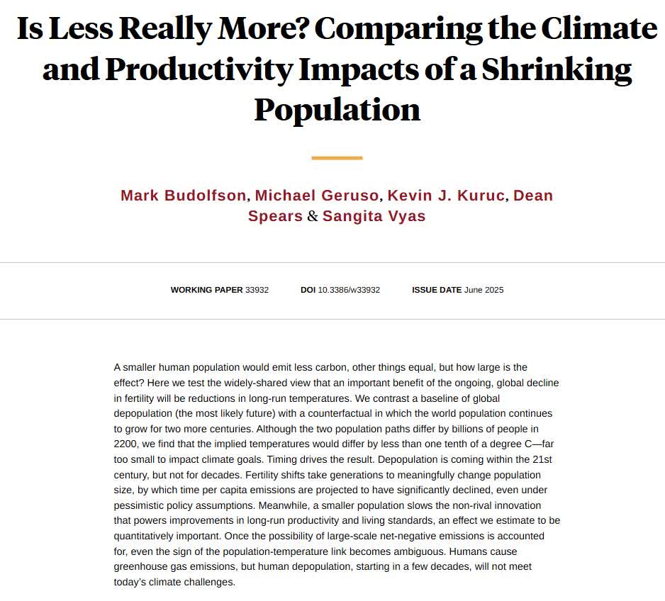 NBER (@nberpubs) on Twitter photo Humans cause greenhouse gas emissions, but human depopulation, starting in a few decades, will not meet today's climate challenges, from Mark Budolfson, <a href="/MikeGeruso/">Michael Geruso</a>, Kevin J. Kuruc, Dean Spears, and Sangita Vyas nber.org/papers/w33932 Humans cause greenhouse gas emissions, but human depopulation, starting in a few decades, will not meet today's climate challenges, from Mark Budolfson, <a href="/MikeGeruso/">Michael Geruso</a>, Kevin J. Kuruc, Dean Spears, and Sangita Vyas nber.org/papers/w33932