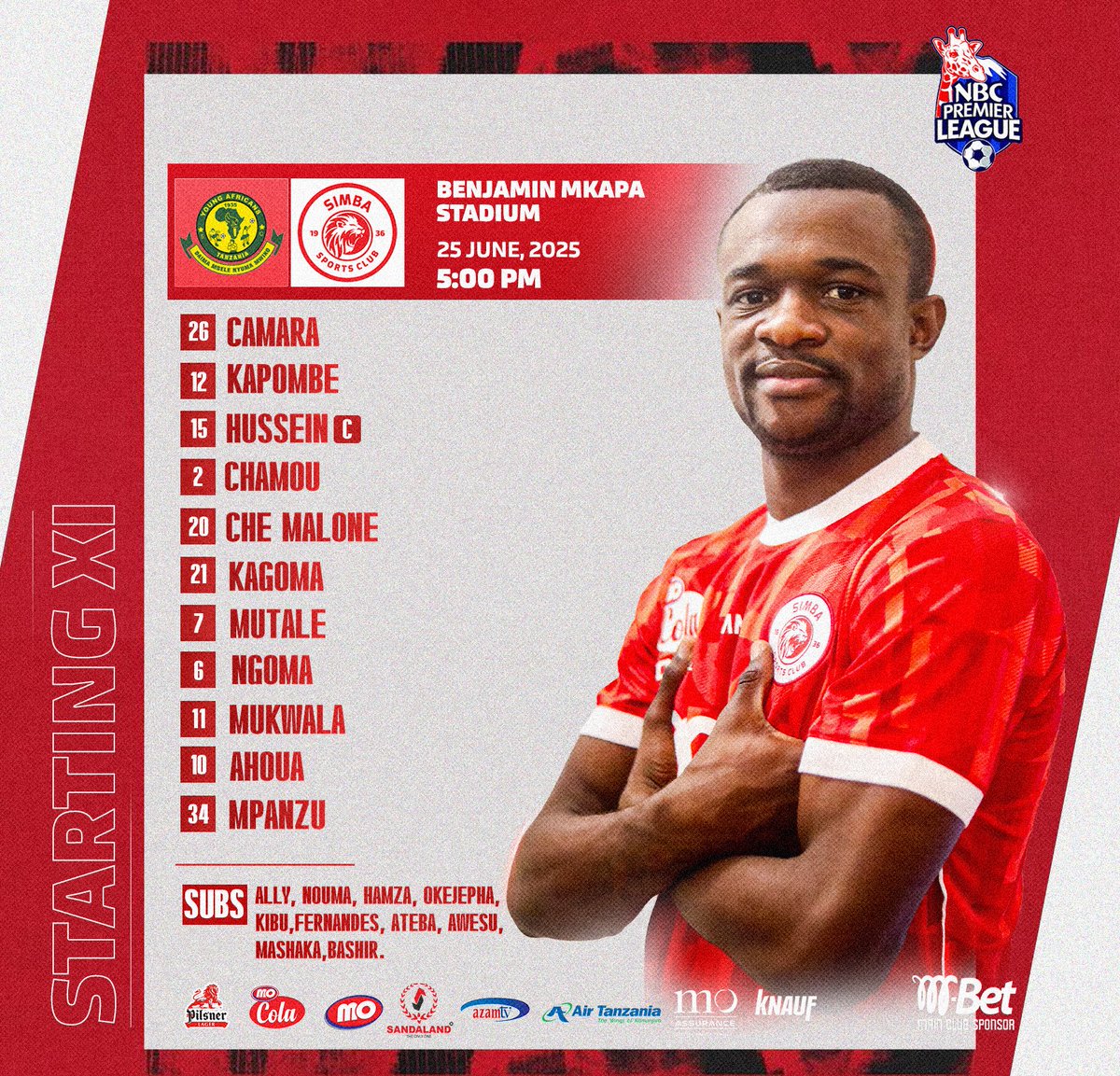 Kikosi cha funga kazi. #NBCPremierLeague #NguvuMoja