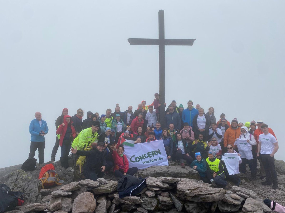 Concern's tweet photo. Our wonderful team of volunteers recently raised over €20,000 for Concern by reaching the top of Ireland’s highest mountain, Carauntoohill!

 An amazing achievement to help our work tackling extreme hunger.  

To join us on future climbs visit https://t.co/5d0XIl0E4K
#ClimbForConcern