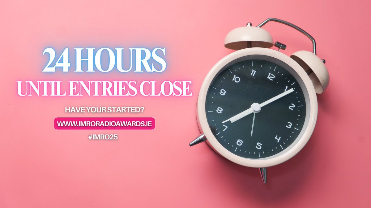 IMRORadioAwards's tweet image. We're closing in on the final 24 hours before the #IMRO25 deadline 🕑️
Remember ⚠️ The entry deadline date is final and there will be no extensions provided.
@imroireland @cnam_ie