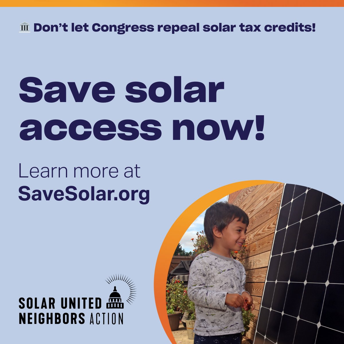 IconicEnergy's tweet photo. Don't let Congress repeal solar tax credits!
The Senate could approve a budget that would strip back solar energy policies. Join the #SaveSolarAccess campaign at https://t.co/F9En7c6IcT.
@SenDuckworth
@SenatorDurbin
@solarunitedneighbors https://t.co/kFj9jOVzs5