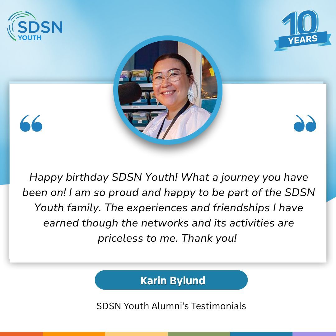 More voices. Same mission. 🌍💬 As we celebrate 10 years of youth-led impact, we’re highlighting reflections from our inspiring alumni.

#SDSNYouth10 #SDGs #SustainableDevelopment #YouthLeadership