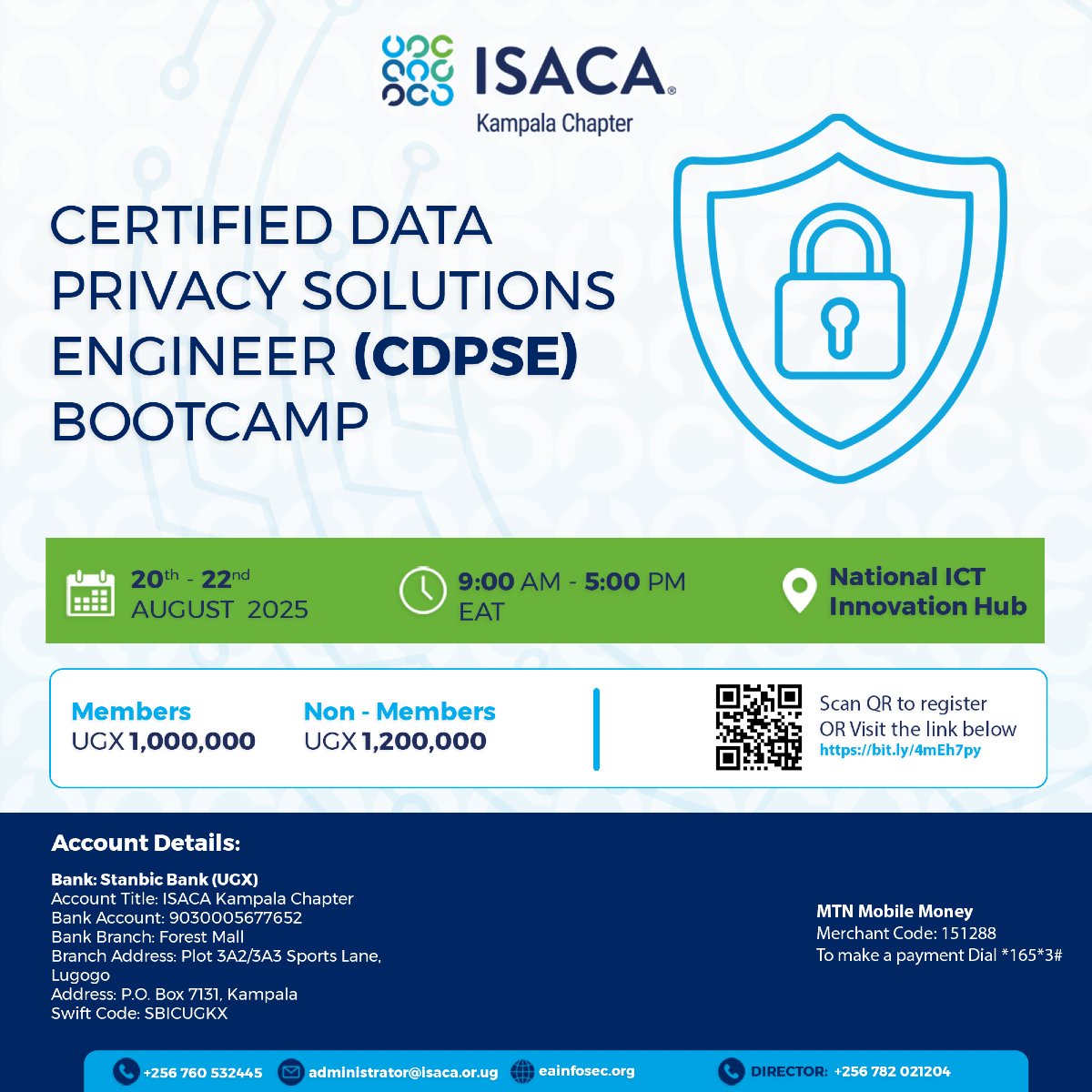 📉 Data misuse is expensive.

📈 Privacy expertise is priceless.

💡 Join the CDPSE Bootcamp this August and lead the change.

#CyberResilience #PrivacyByDesign #ISACAKampala