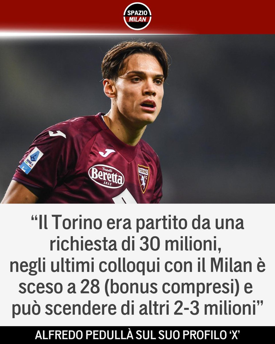 MilanSpazio's tweet image. Nuovi aggiornamenti sulla trattativa tra il Milan e il Torino per Ricci 👀

Il giornalista Alfredo Pedullà conferma anche l’accordo totale con il calciatore 🔥

#Inter #SpazioInter