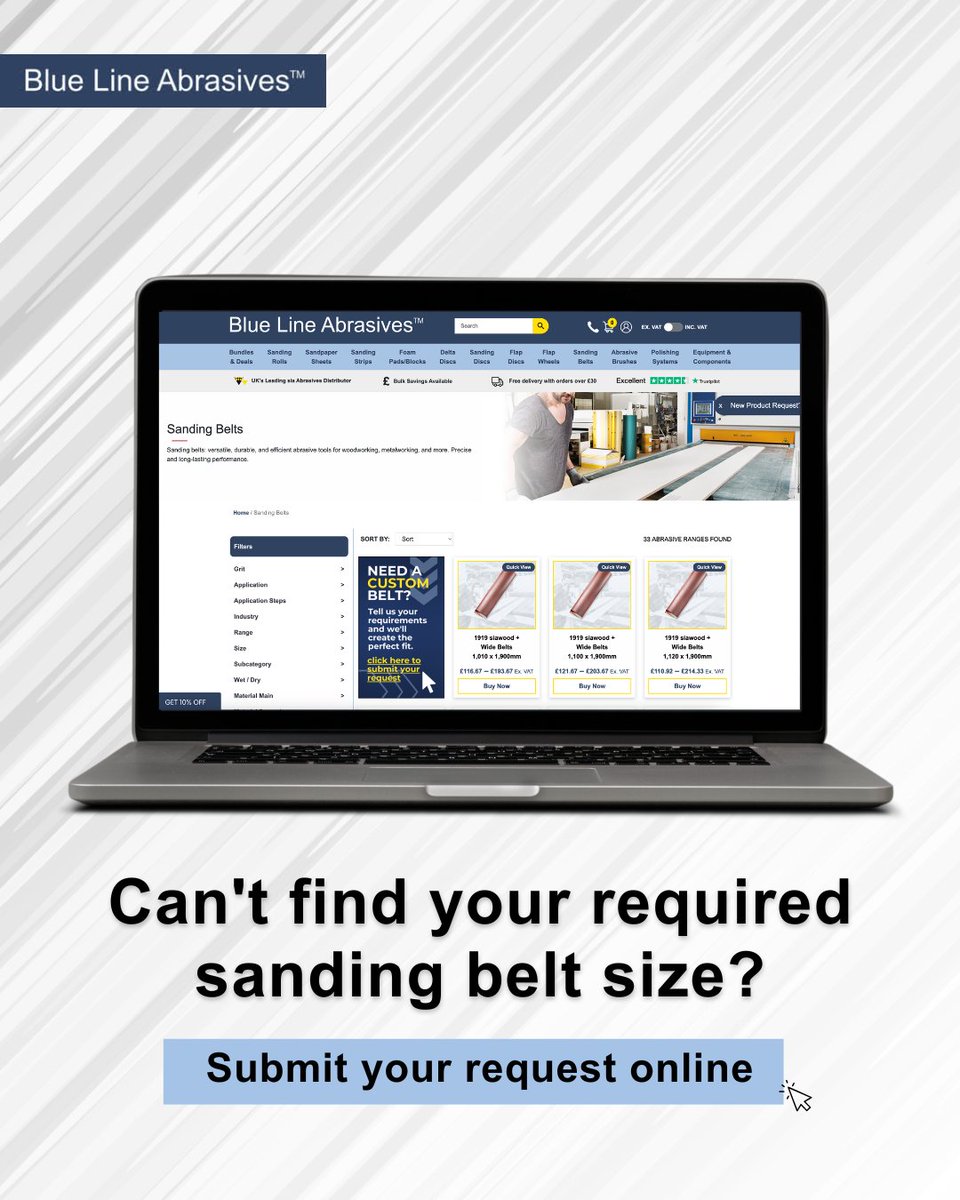 blabrasives's tweet image. Can’t find your required sanding belt size? No worries!

At Blue Line Abrasives, we offer custom sanding belts tailored to your needs. 

Get your perfect fit today - easy, quick, and hassle-free!
👉 bluelineabrasives.co.uk/product-catego…

#AbrasiveBelts #SandingSolutions #SandingBelts