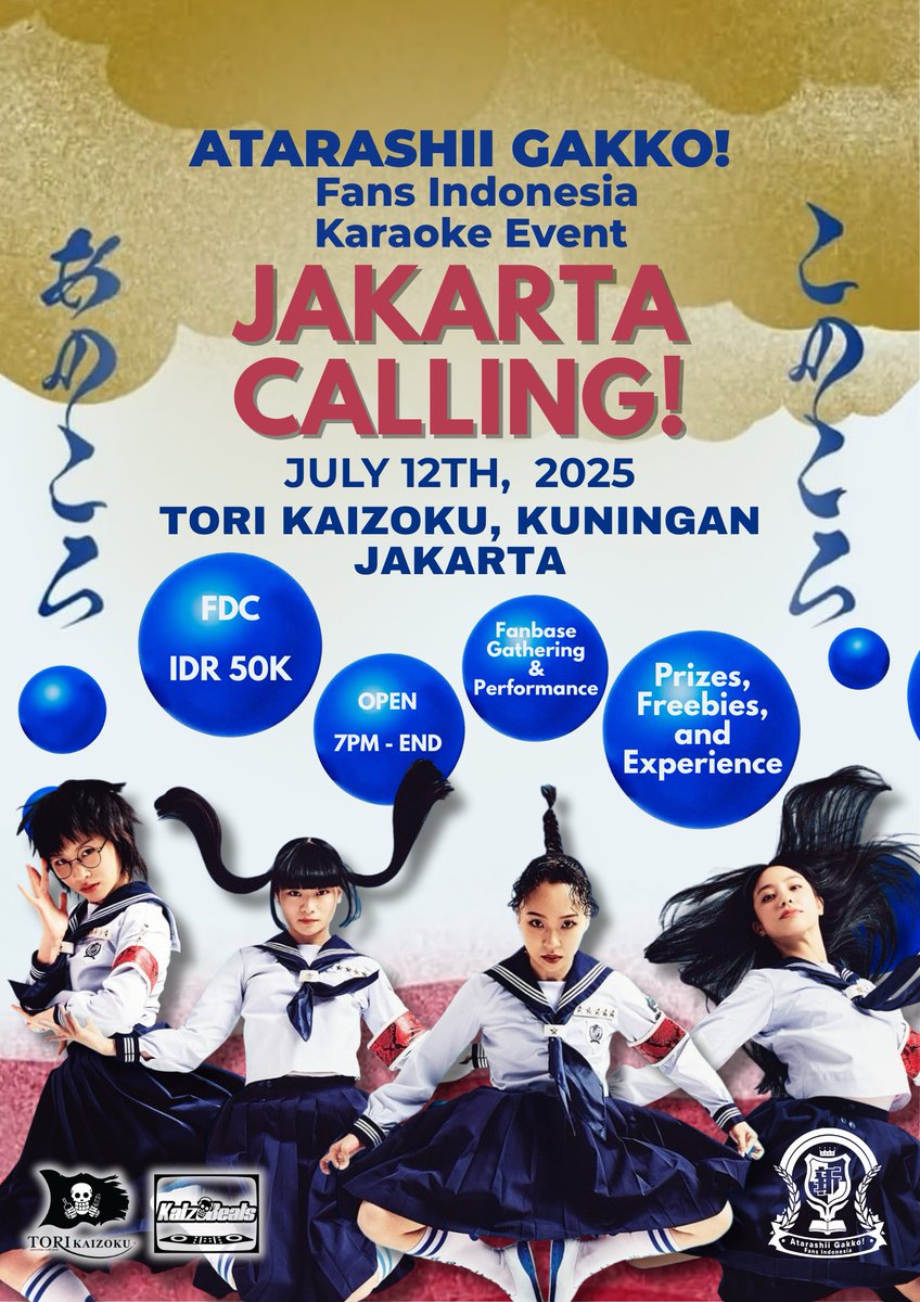 otonagakki's tweet photo. JAKARTA CALLING: AG!FANS ID KARAOKE EVENT ๐ฎ๐ฉ
Celebrate 10th Anniv of Atarashii Gakko! ๐
๐ Tori Kaizoku, Jakarta
๐๏ธ 12-7-25 | ๐ 7 PM
๐ธ FDC: 50k
๐ถ Otona Gaki & Kaizo Beats
๐ Freebies, merch & more!
๐๏ธ WA: 085956304361 (Deandra)
#AtarashiiGakko #KaraokeNight #AGFansID https://t.co/Y9vhvWKsHI