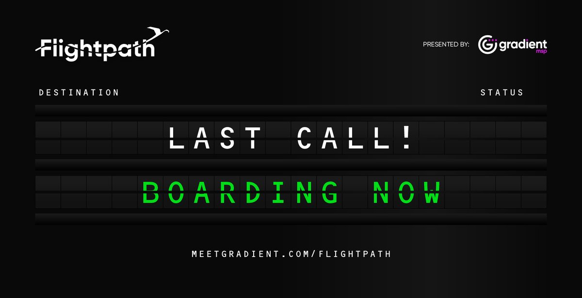 🚨 The cabin doors are closing soon! This is your final chance to grab a seat for Gradient’s Flightpath partner briefing — where transparency, traction, and tech updates take flight.

📅 June 25 | 11 AM or 6:30 PM ET
🎟  Reserve your free ticket: hubs.la/Q03sqPm70
