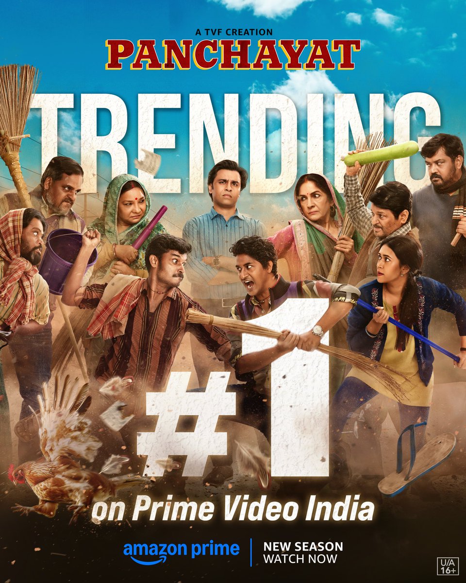 Phulera ki kahani ne jeet liya poore India ka dil!
Panchayat New Season is now #1 on Prime Video India! ❤️🙏

#PanchayatOnPrime, Watch now on <a href="/PrimeVideoIN/">prime video IN</a> 

<a href="/StephenPoppins/">Deepak Mishra</a> <a href="/chandan_txt/">Chandan</a> <a href="/Akshatspyro/">Akshat Vijaywargiya</a> <a href="/uncle_sherry/">Shreyansh Pandey</a> <a href="/vijaykoshy/">Vijay Koshy</a> <a href="/Farjigulzar/">Jitendra kumar 🤟</a> #RaghubirYadav <a href="/Neenagupta001/">Neena Gupta</a>