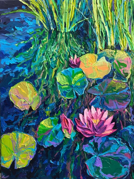 acrylic, canvas 60 * 80 cm „pink and green" 6.02.2020