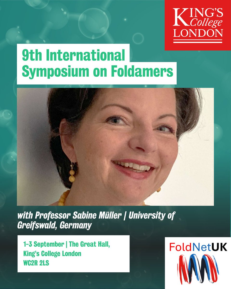 FoldNetUK's tweet image. 🧬 Speaking at Foldamers 2025: ​​​Professor Sabine Müller - @uni_greifswald, Germany    

Professor Sabine Müller will be discussing the molecular gymnastics of a small RNA: dynamic switching between functional folds.    

📍Register now: foldamers2025.com