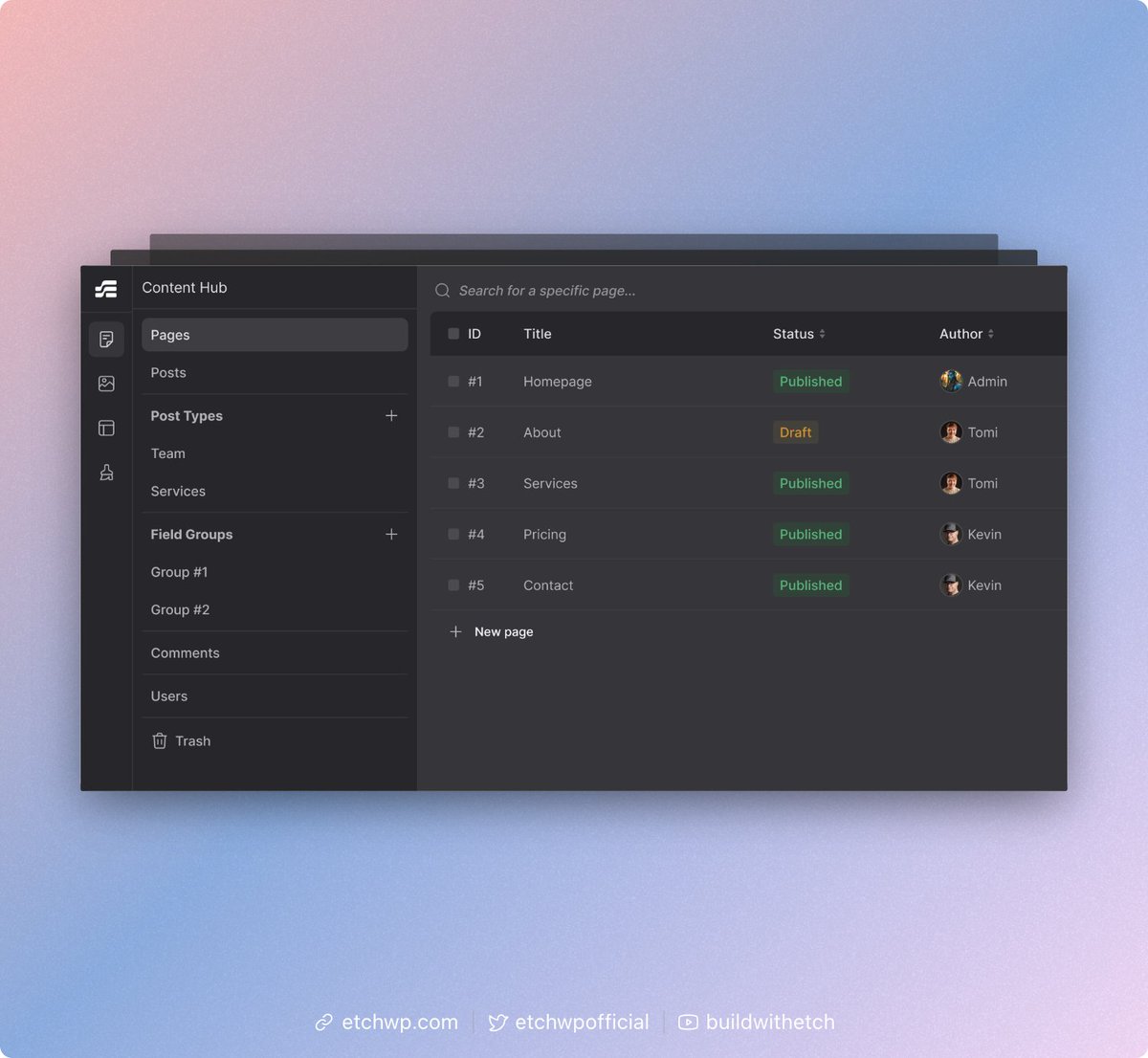 EtchWPOfficial's tweet image. Have you long since dreamed of the day where you can manage content…
…in the interface you’re building your site in…
…without really leaving your current workflow…
…in a table-based layout…
…with columns you can customize…
…and inline editing…
…and sorting……