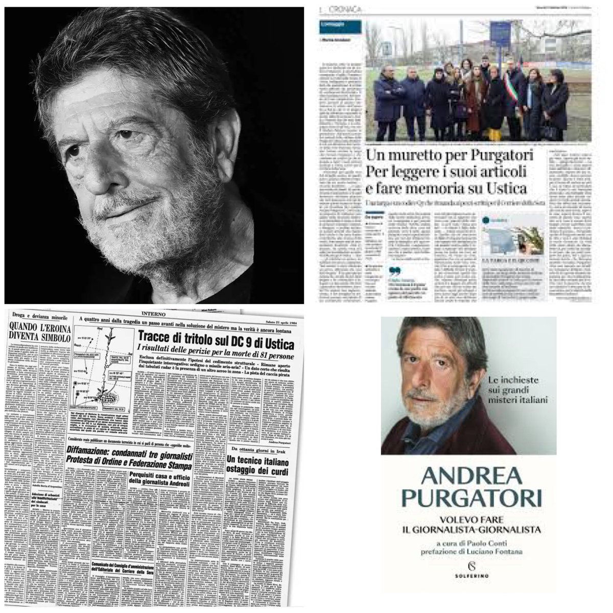 axelvassallo's tweet photo. Ricordo ancora quanto abbia fatto per fare chiarezza #AndreaPurgatori per la strage di #Ustica, nella sua carriera di giornalista al @Corriere e non solo.
Del suo lavoro svolto con passione e precisione e anche sulla tragedia dell’aereo #ITAVIA è molto interessante il libro di #PaoloConti pubblicato da @solferinolibri: “AndreaPurgatori, Volevo fare il giornalista giornalista” del 2023 con la prefazione del direttore @lucfontana che consiglio vivamente di leggere e di avere nella propria libreria.