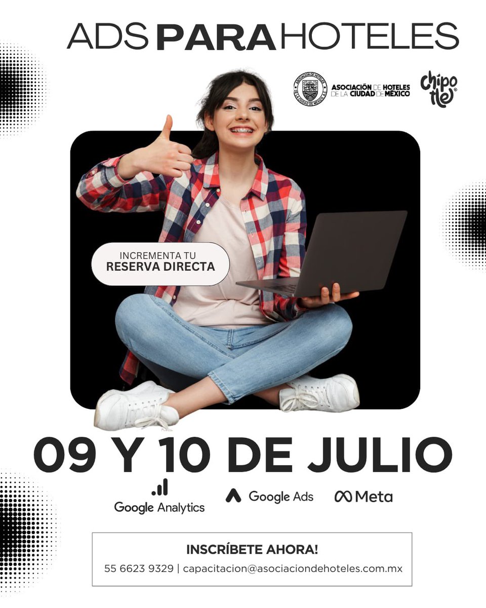 AsocHotelesCDMX's tweet image. 📢¡Lleva tu hotel al siguiente nivel con publicidad digital!
🛎️Curso intensivo: Ads para Hoteles
📅9y10 de julio de 2025
🕐2 sesiones de 4 horas | Modalidad en línea
📩Inscripciones abiertas:
#SoyCDMX #AHCM #CursoDigital #Meta #Publicidad #SectorHotelero #IA #InnovacionHotelera