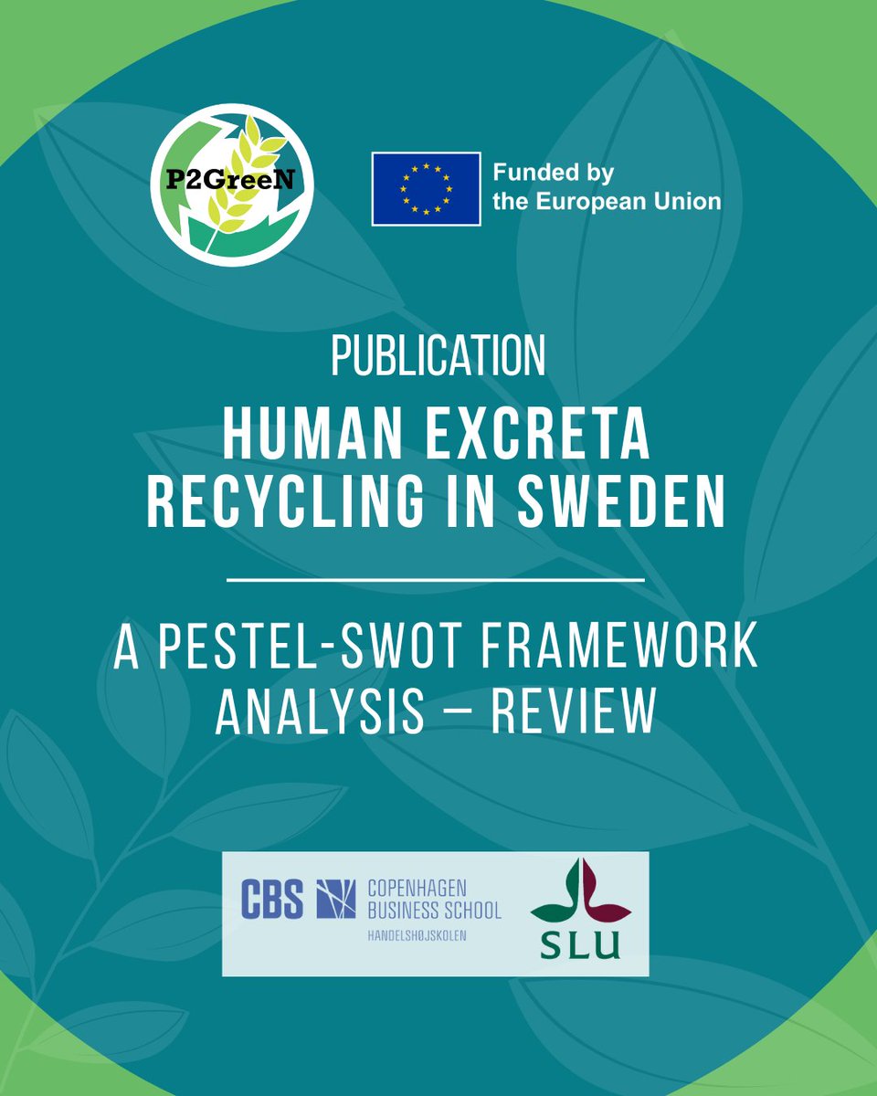 🎉 Article “Human excreta recycling in Sweden: a PESTEL-SWOT framework analysis – Review” has been published in the prestigious Journal of Environmental Management (Vol. 389, 2025). 👏
[doi.org/10.1016/j.jenv…]

#P2GreeN #CircularSanitation #ResearchImpact