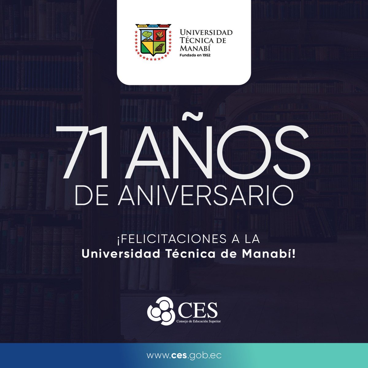CES (@ces_ec) on Twitter photo 🙋🏻♀️🙋🏻♂️ | El Consejo de Educación Superior felicita a la Universidad Técnica de Manabí por su aniversario y reconoce su aporte en beneficio de la educación superior del país.
¡Felicitaciones <a href="/UTMManabi/">Universidad Técnica de Manabí</a>! 🙋🏻♀️🙋🏻♂️ | El Consejo de Educación Superior felicita a la Universidad Técnica de Manabí por su aniversario y reconoce su aporte en beneficio de la educación superior del país.
¡Felicitaciones <a href="/UTMManabi/">Universidad Técnica de Manabí</a>!