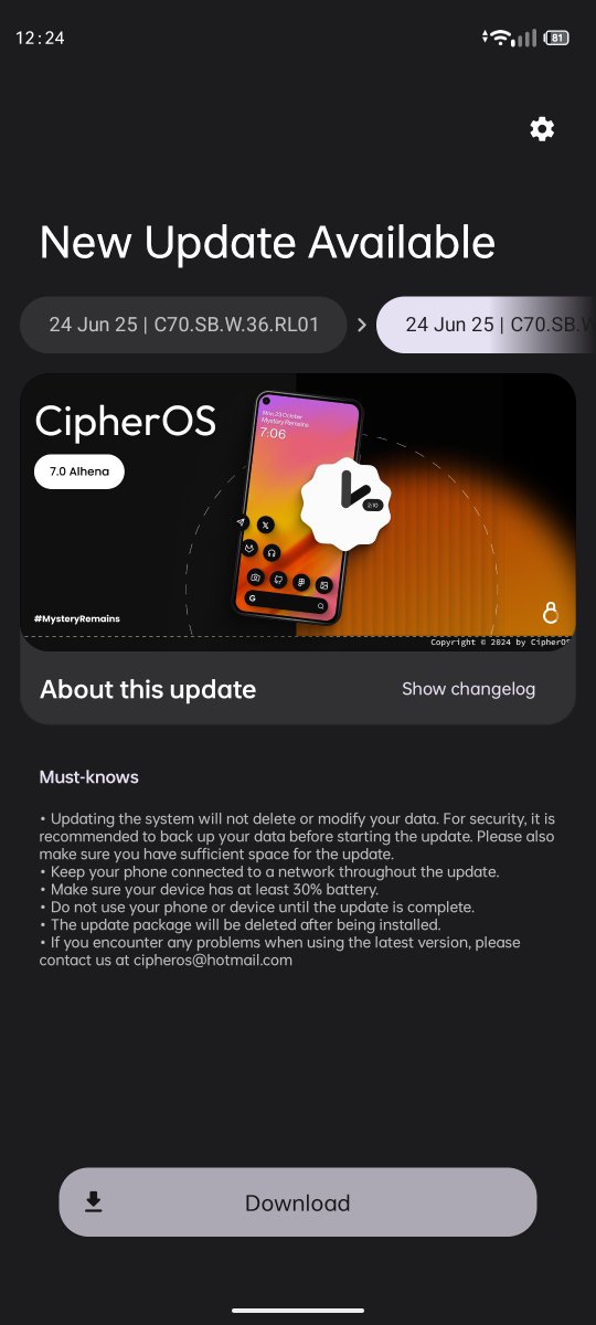 CipherROM's tweet image. Who wants the latest spicy 🌶️ OTA with Android 16 & CipherOS goodies.