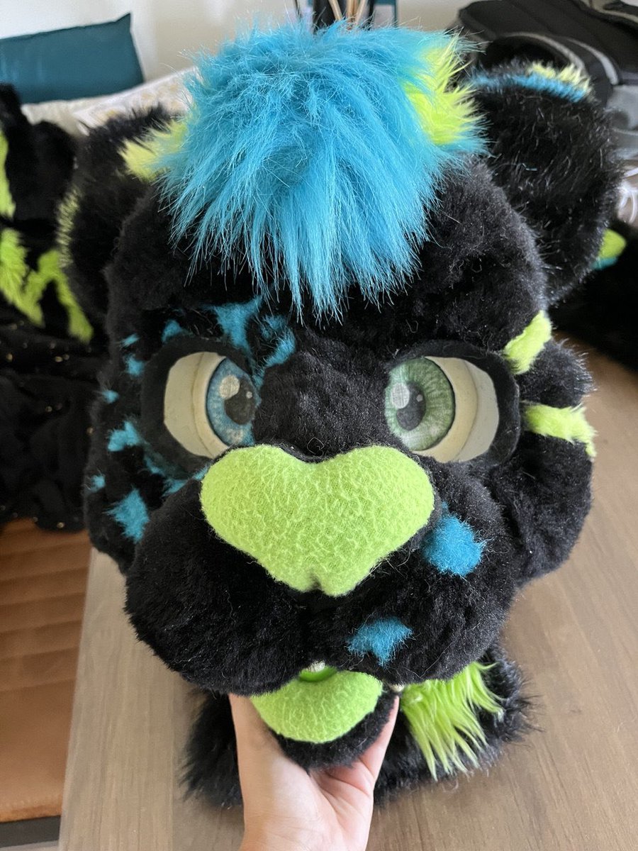 WeMightBite's tweet image. Can you believe this is the same fursuit head? This was a master refurb job! My first ever commission from more than 13 years ago! The only thing I barely changed are the ears and the hairdo.