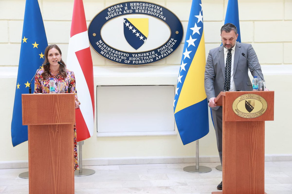 Ministry of Foreign Affairs of BiH 🇧🇦 (@mfa_bih) on Twitter photo A productive meeting between 🇧🇦 Foreign Minister @dinokonakovic and 🇩🇰 Minister for European Affairs <a href="/marie_bjerre/">Marie Bjerre</a>, as Denmark prepares to assume the Presidency of the Council of the EU 🇪🇺.
We highly value Denmark’s steadfast support for BiH’s EU path and its enduring commitment A productive meeting between 🇧🇦 Foreign Minister @dinokonakovic and 🇩🇰 Minister for European Affairs <a href="/marie_bjerre/">Marie Bjerre</a>, as Denmark prepares to assume the Presidency of the Council of the EU 🇪🇺.
We highly value Denmark’s steadfast support for BiH’s EU path and its enduring commitment