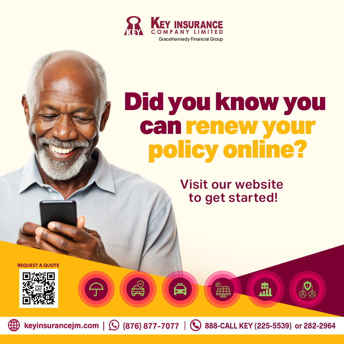 imwithkey's tweet image. At KEY, retirement comes with rewards! 💙
Get a special discount if you’re 60+.

👵👴 Share this with someone who qualifies!

📱 WhatsApp: (876) 877-7077
📞 888-CALL-KEY
🔗 Link in bio

#RetireeDiscount #KEYInsurance #SavingsMadeSimple #InsuranceMadeEasy #TurndiKEY