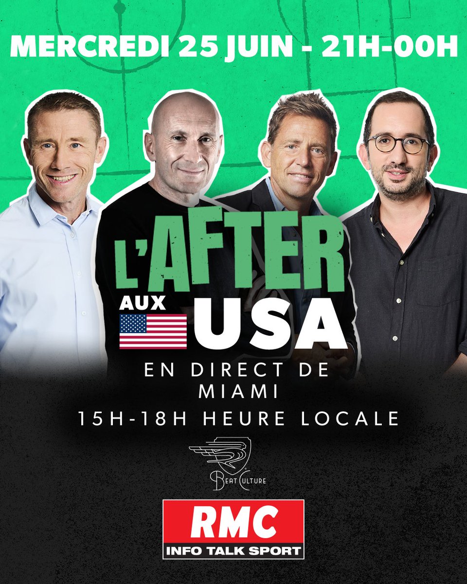 After Foot RMC (@afterrmc) on Twitter photo 🇺🇸 Ce soir, deuxième épisode de la tournée de l'After Foot aux États-Unis.
⚽ À l'occasion de la Coupe du monde des Clubs, <a href="/gilbertbrisbois/">Gilbert Brisbois</a> <a href="/DanielRiolo/">Daniel Riolo</a> <a href="/FlorentGautreau/">Florent Gautreau</a> et <a href="/BrnJimmy/">Jimmy BRAUN</a> vous accueillent à Miami, en direct de la Beat Culture Brewery.
📻 Rendez-vous de 21h à minuit 🇺🇸 Ce soir, deuxième épisode de la tournée de l'After Foot aux États-Unis.
⚽ À l'occasion de la Coupe du monde des Clubs, <a href="/gilbertbrisbois/">Gilbert Brisbois</a> <a href="/DanielRiolo/">Daniel Riolo</a> <a href="/FlorentGautreau/">Florent Gautreau</a> et <a href="/BrnJimmy/">Jimmy BRAUN</a> vous accueillent à Miami, en direct de la Beat Culture Brewery.
📻 Rendez-vous de 21h à minuit