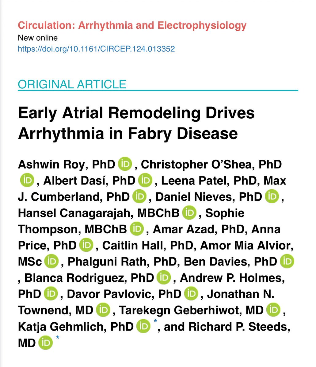 Ashwin Roy (@ashwinroy90) on Twitter photo Happy to share our latest work published in <a href="/CirculationEP/">CircEP</a> on atrial arrhythmia in Fabry Disease. Thanks to all collaborators. <a href="/RichardSteeds/">Richard Steeds</a> <a href="/GehmlichKatja/">Katja Gehmlich</a> <a href="/PavlovicDavor/">Davor Pavlovic</a> <a href="/CVS_UoB/">Cardiovascular Sciences (CVS)- UoB</a>
doi.org/10.1161/CIRCEP… Happy to share our latest work published in <a href="/CirculationEP/">CircEP</a> on atrial arrhythmia in Fabry Disease. Thanks to all collaborators. <a href="/RichardSteeds/">Richard Steeds</a> <a href="/GehmlichKatja/">Katja Gehmlich</a> <a href="/PavlovicDavor/">Davor Pavlovic</a> <a href="/CVS_UoB/">Cardiovascular Sciences (CVS)- UoB</a>
doi.org/10.1161/CIRCEP…