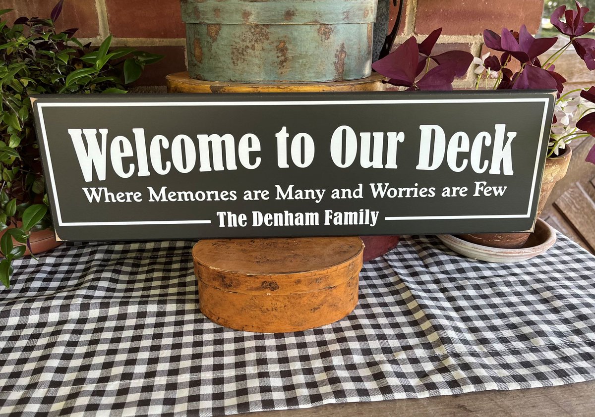 CountryWorkshp's tweet photo. Welcome to our Deck Sign #Personalized - Patio - Porch - Custom Wood Sign #Housewarming #welcomesign #onthedeck #smilett23 https://t.co/QwpOGV6kX4 via @Etsy https://t.co/sD6CPMF8Nb