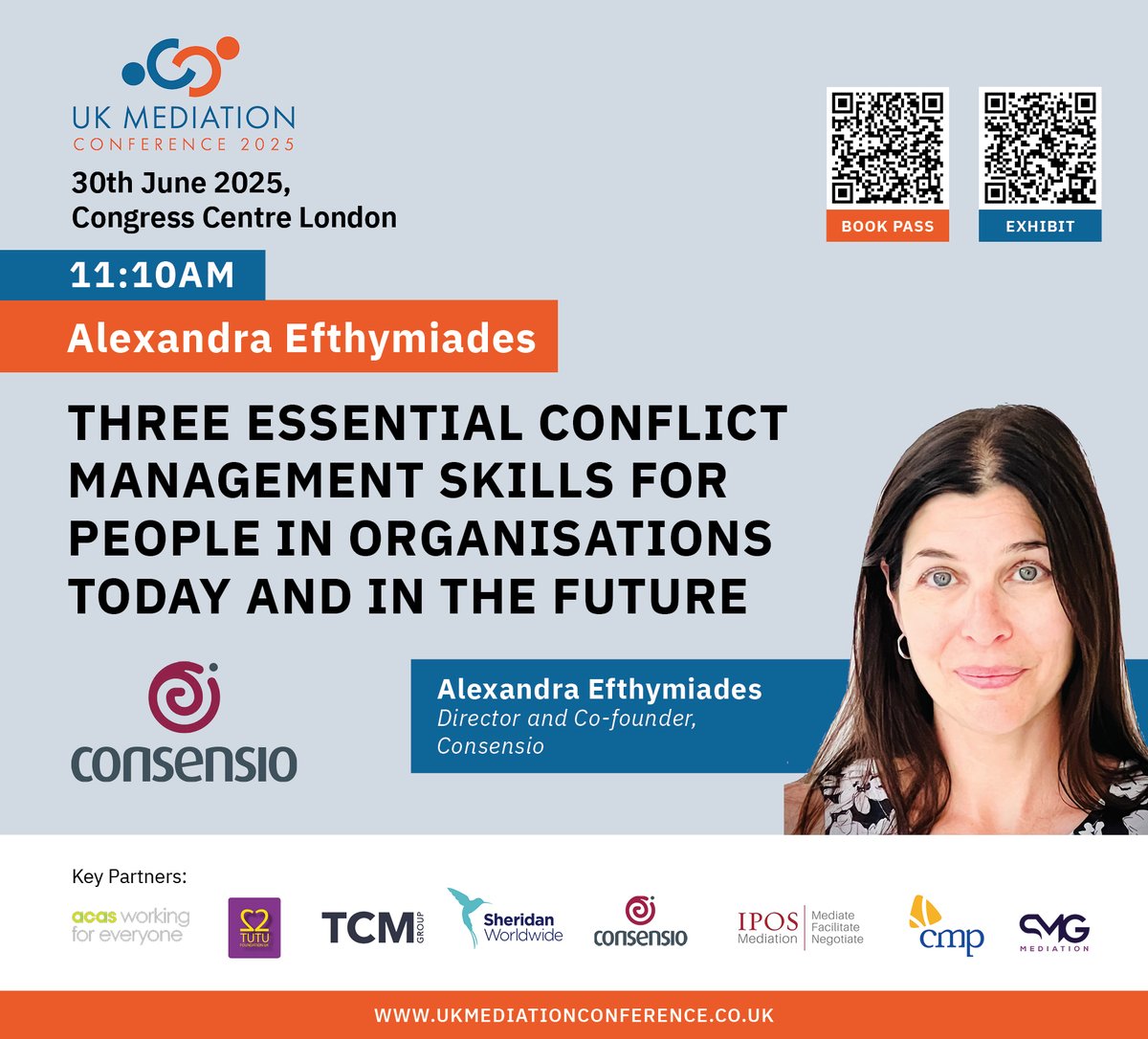 _Consensio's tweet photo. We’re speaking again at the UK Mediation Conference on 30 June.

Alexandra Efthymiades will share 3 essential conflict management skills for building stronger workplace relationships.

https://t.co/uSjp8rsBnb

#mediation #UKMC25 https://t.co/UgmH83lgXF