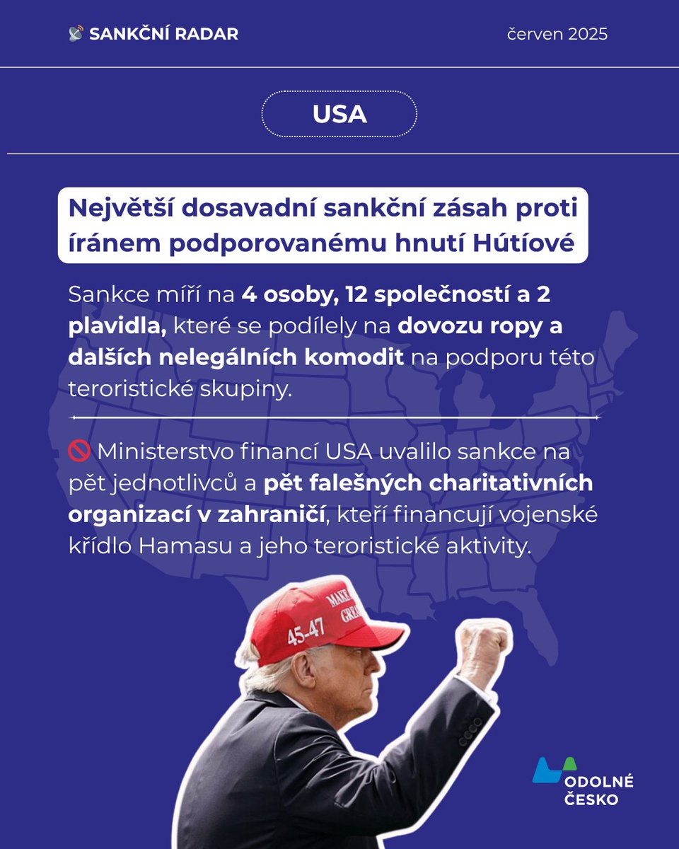 odolnecesko's tweet image. Nový Sankční radar přináší přehled klíčových kroků, jmen a trendů – kdo přitvrzuje, kdo hledá cesty, jak sankce obcházet, a jaké firmy se dostaly do hledáčku.
📊 Shrnutí v carouselu.
🔗 Detailní analýza na webu odolnecesko.cz/mezinarodni-sa…
#sankce #sankcniradar #rusko #iran…
