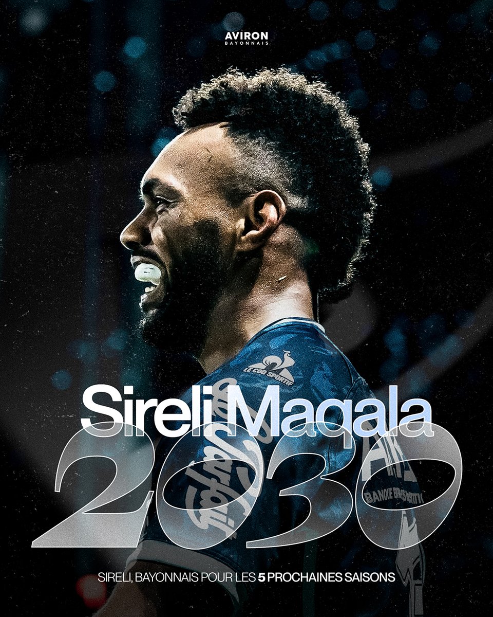 L'Aviron Bayonnais Rugby Pro et son Président Philippe Tayeb sont très heureux et fiers d'annoncer la prolongation pour 5 saisons supplémentaires de Sireli Maqala ! 🩵🤍
