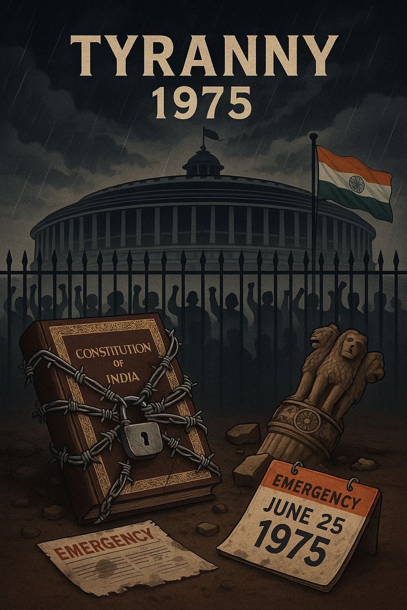 50 yrs ago, on June 25, 1975,#India faced a dark chapter with the Emergency. Democracy was curbed, freedoms silenced. Let’s honor those who fought for our rights. Never forget! #Emergency1975 #ತುರ್ತುಪರಿಸ್ಥಿತಿ50