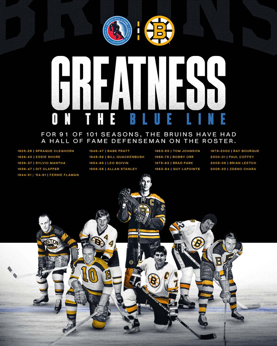 NHLBruins's tweet photo. A legendary blue line lineage. https://t.co/St8EyXDXlI