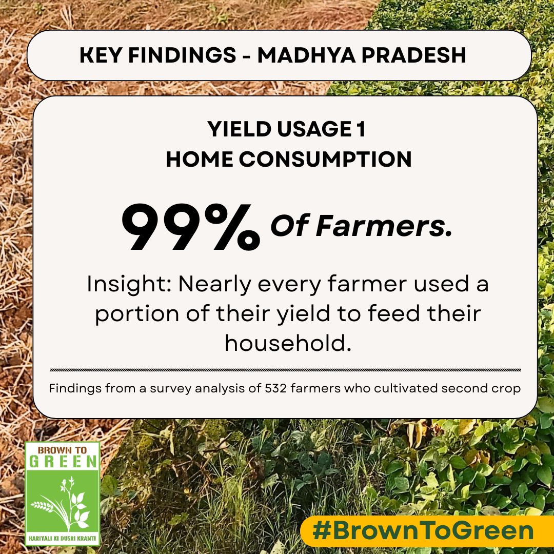 A boost to rural #Nutrition and #FoodSecurity.
Out of 532 first-time #SecondCropping farmers, 99% used part of their yield for home consumption.
#BrownToGreen #ZeroIrrigation #ViksitBharat2047 
<a href="/AgriGoI/">Agriculture INDIA</a> <a href="/NITIAayog/">NITI Aayog</a> <a href="/CMMadhyaPradesh/">Chief Minister, MP</a> <a href="/bsindia/">Business Standard</a> <a href="/EconomicTimes/">Economic Times</a> @unitednewsofindia <a href="/IFAD/">International Fund for Agricultural Development</a>