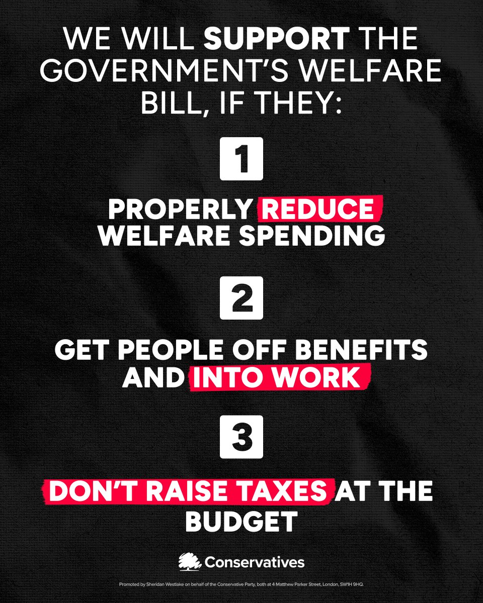 KentTories's tweet image. Keir Starmer is facing a massive rebellion from his own MPs over his Welfare Bill.
If he needs Conservatives MPs to get it done, we'll support it.
On three clear conditions: spkl.io/6015A6s7W