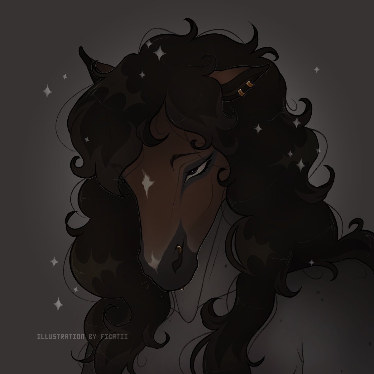 FlCATll's tweet photo. "aware of answers" #digitalart #noAI #horseart #furryart #anthroart #furry https://t.co/GcBt98wTm2